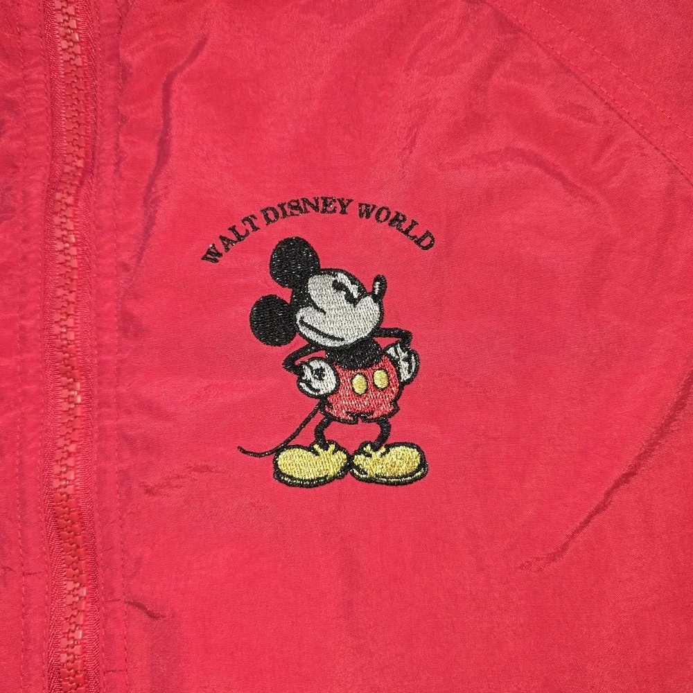 Vintage Disney World Jacket Mickey Mouse Back Embroidery Red Windbreaker Small S